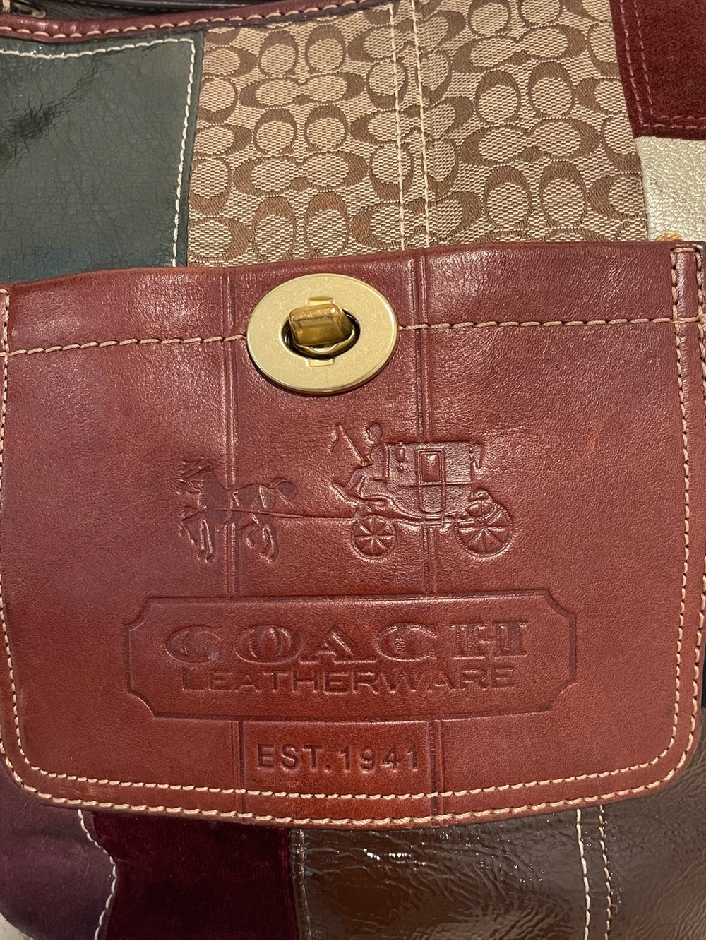 SOLD- -Coach Bleeker Patchwork Bag Vintage Y2K Shoulder Purse - Picture 3 of 9